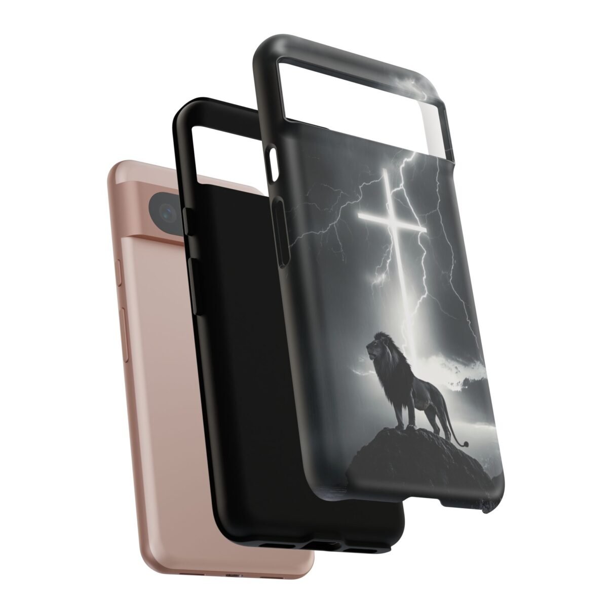 Lion and the Cross Christian Phone Case iPhone Samsung Galaxy Google Pixel Faith in Jesus God Phone Cover Christian Inspired Gift Phone Case