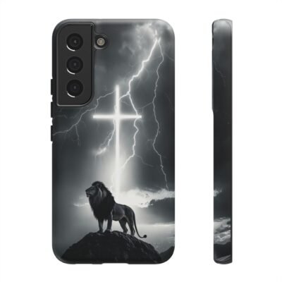 Lion and the Cross Christian Phone Case iPhone Samsung Galaxy Google Pixel Faith in Jesus God Phone Cover Christian Inspired Gift Phone Case