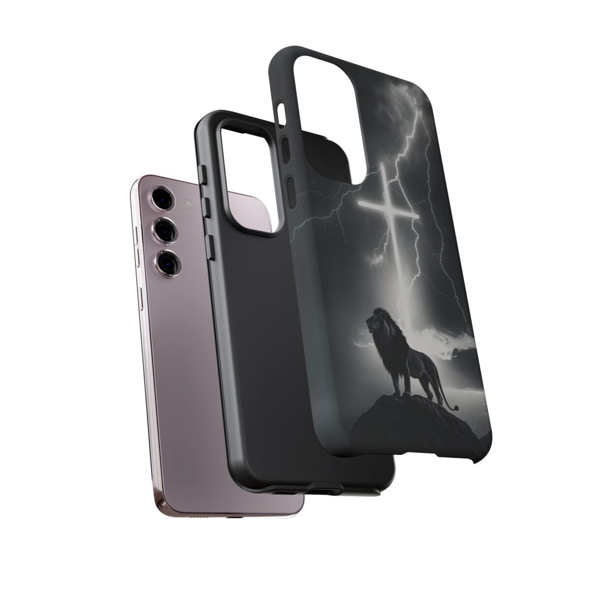 Lion and the Cross Christian Phone Case iPhone Samsung Galaxy Google Pixel Faith in Jesus God Phone Cover Christian Inspired Gift Phone Case
