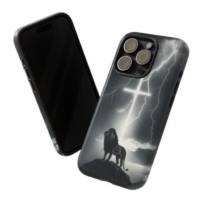 Lion and the Cross Christian Phone Case iPhone Samsung Galaxy Google Pixel Faith in Jesus God Phone Cover Christian Inspired Gift Phone Case