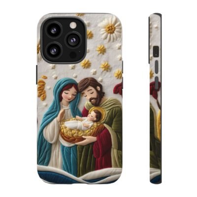 Nativity Embroidered Effect Phone Case Christmas Phone Casing iPhone Samsung Galaxy Google Pixel Phone Cover Faith Jesus Mary and Joseph