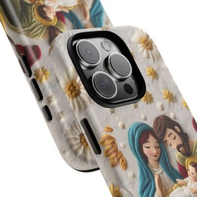 Nativity Embroidered Effect Phone Case Christmas Phone Casing iPhone Samsung Galaxy Google Pixel Phone Cover Faith Jesus Mary and Joseph