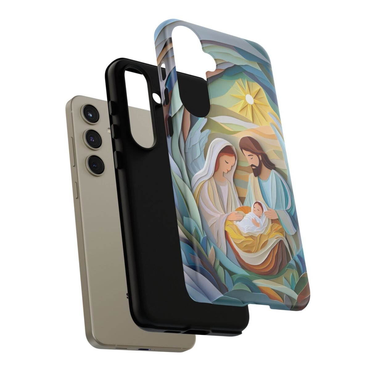 Nativity Phone Case Christian Phone Case Paper Cut 3D Effect Christmas Phone Casing iPhone Samsung Galaxy Google Pixel Faith Phone Cover