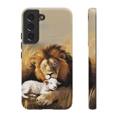 Lion and the Lamb Christian Phone Case iPhone Samsung Galaxy Google Pixel Faith in Jesus God Phone Cover Christian Inspired Gift Phone Case