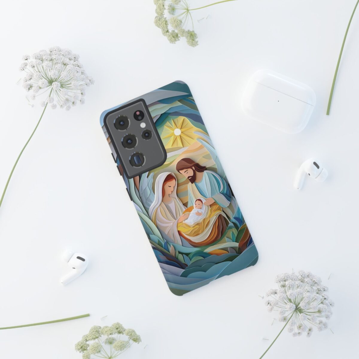 Nativity Phone Case Christian Phone Case Paper Cut 3D Effect Christmas Phone Casing iPhone Samsung Galaxy Google Pixel Faith Phone Cover