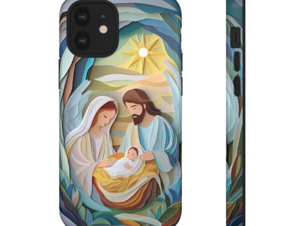 Nativity Phone Case Christian Phone Case Paper Cut 3D Effect Christmas Phone Casing iPhone Samsung Galaxy Google Pixel Faith Phone Cover
