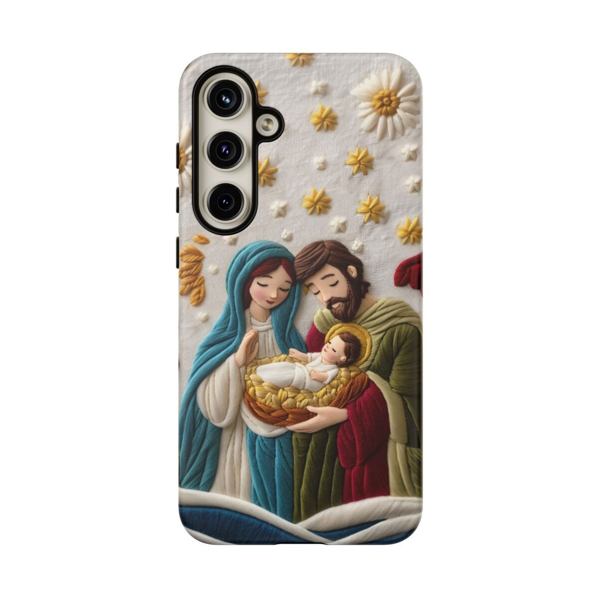Nativity Embroidered Effect Phone Case Christmas Phone Casing iPhone Samsung Galaxy Google Pixel Phone Cover Faith Jesus Mary and Joseph