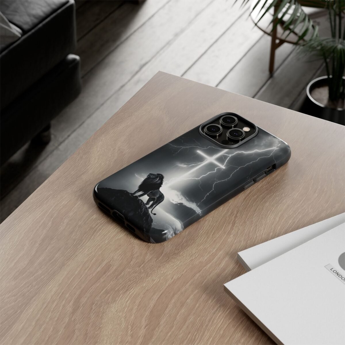 Lion and the Cross Christian Phone Case iPhone Samsung Galaxy Google Pixel Faith in Jesus God Phone Cover Christian Inspired Gift Phone Case