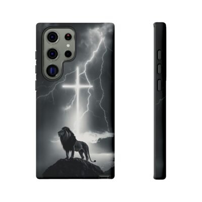 Lion and the Cross Christian Phone Case iPhone Samsung Galaxy Google Pixel Faith in Jesus God Phone Cover Christian Inspired Gift Phone Case
