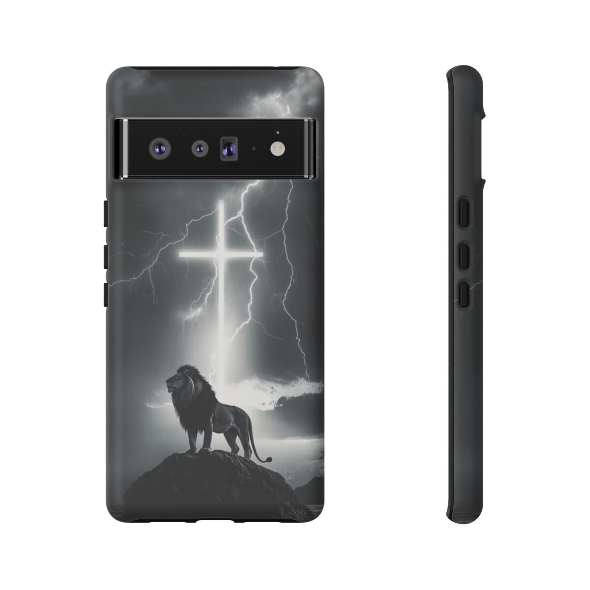 Lion and the Cross Christian Phone Case iPhone Samsung Galaxy Google Pixel Faith in Jesus God Phone Cover Christian Inspired Gift Phone Case
