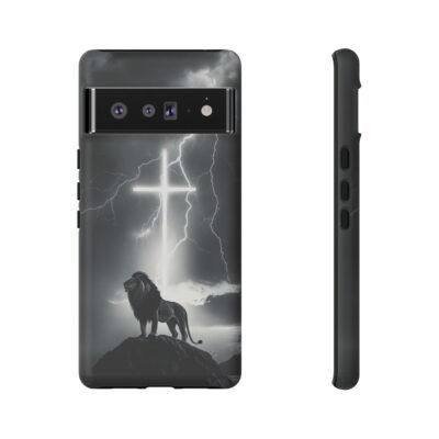 Lion and the Cross Christian Phone Case iPhone Samsung Galaxy Google Pixel Faith in Jesus God Phone Cover Christian Inspired Gift Phone Case