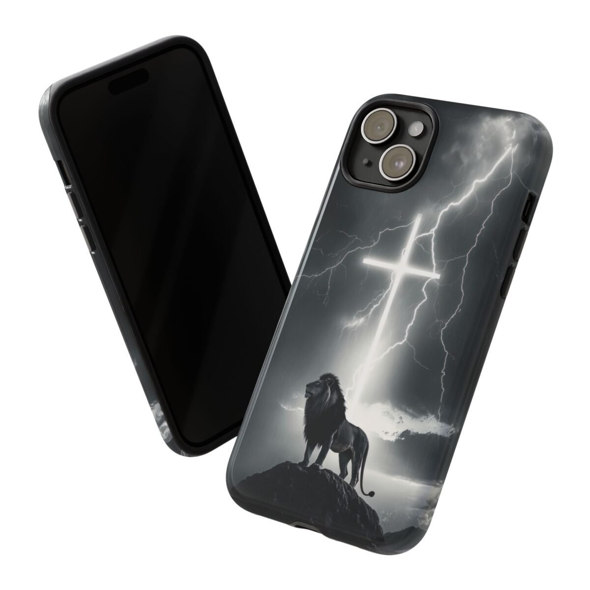 Lion and the Cross Christian Phone Case iPhone Samsung Galaxy Google Pixel Faith in Jesus God Phone Cover Christian Inspired Gift Phone Case
