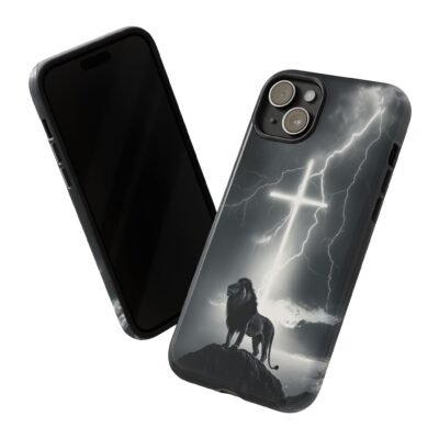 Lion and the Cross Christian Phone Case iPhone Samsung Galaxy Google Pixel Faith in Jesus God Phone Cover Christian Inspired Gift Phone Case