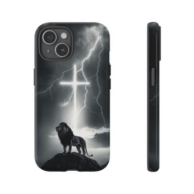 Lion and the Cross Christian Phone Case iPhone Samsung Galaxy Google Pixel Faith in Jesus God Phone Cover Christian Inspired Gift Phone Case