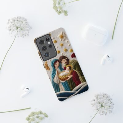 Nativity Embroidered Effect Phone Case Christmas Phone Casing iPhone Samsung Galaxy Google Pixel Phone Cover Faith Jesus Mary and Joseph
