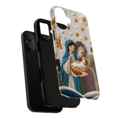 Nativity Embroidered Effect Phone Case Christmas Phone Casing iPhone Samsung Galaxy Google Pixel Phone Cover Faith Jesus Mary and Joseph