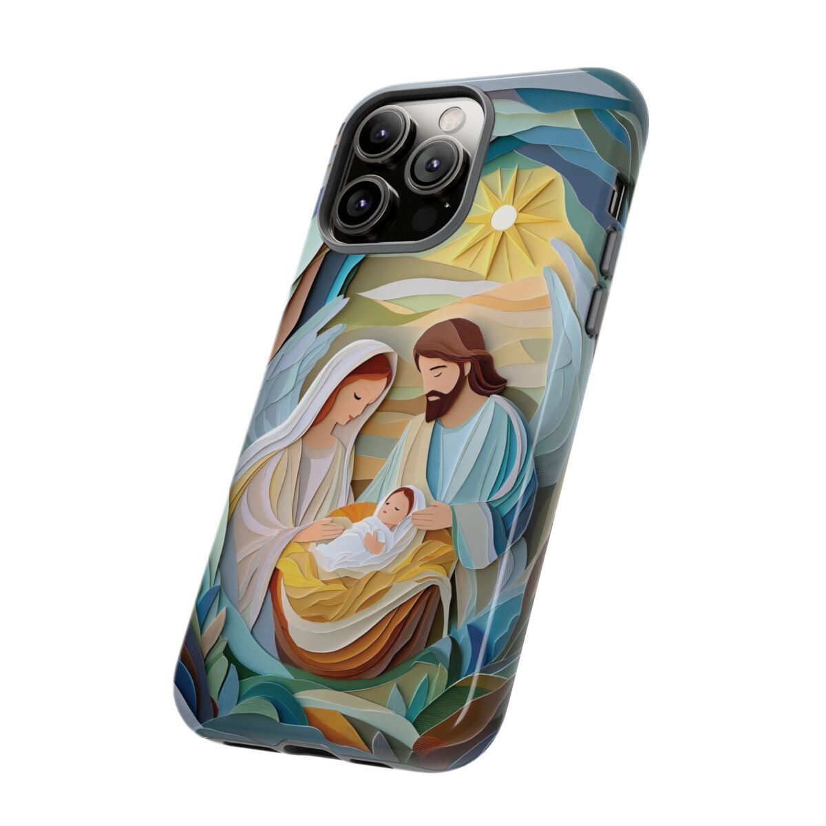 Nativity Phone Case Christian Phone Case Paper Cut 3D Effect Christmas Phone Casing iPhone Samsung Galaxy Google Pixel Faith Phone Cover