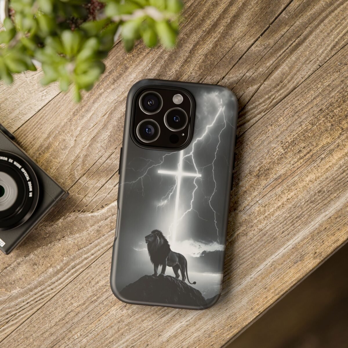 Lion and the Cross Christian Phone Case iPhone Samsung Galaxy Google Pixel Faith in Jesus God Phone Cover Christian Inspired Gift Phone Case
