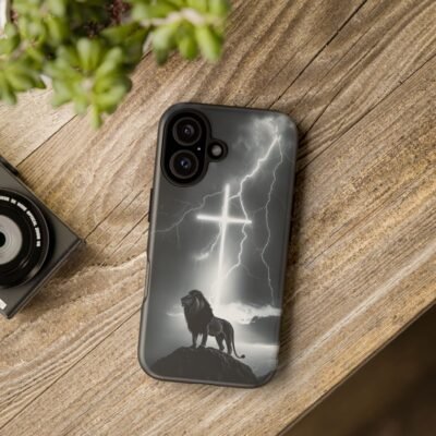 Lion and the Cross Christian Phone Case iPhone Samsung Galaxy Google Pixel Faith in Jesus God Phone Cover Christian Inspired Gift Phone Case