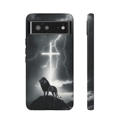 Lion and the Cross Christian Phone Case iPhone Samsung Galaxy Google Pixel Faith in Jesus God Phone Cover Christian Inspired Gift Phone Case