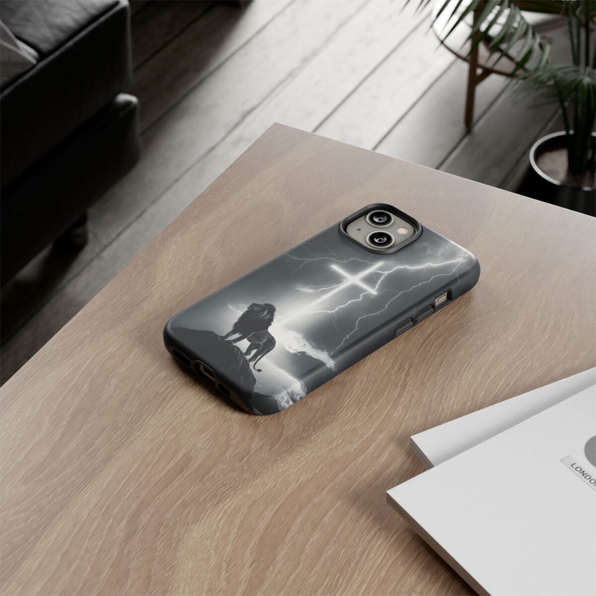 Lion and the Cross Christian Phone Case iPhone Samsung Galaxy Google Pixel Faith in Jesus God Phone Cover Christian Inspired Gift Phone Case