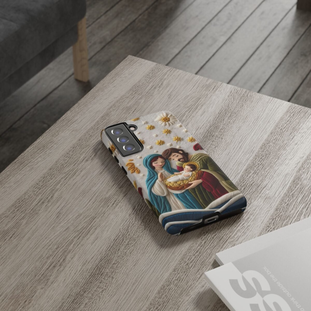 Nativity Embroidered Effect Phone Case Christmas Phone Casing iPhone Samsung Galaxy Google Pixel Phone Cover Faith Jesus Mary and Joseph