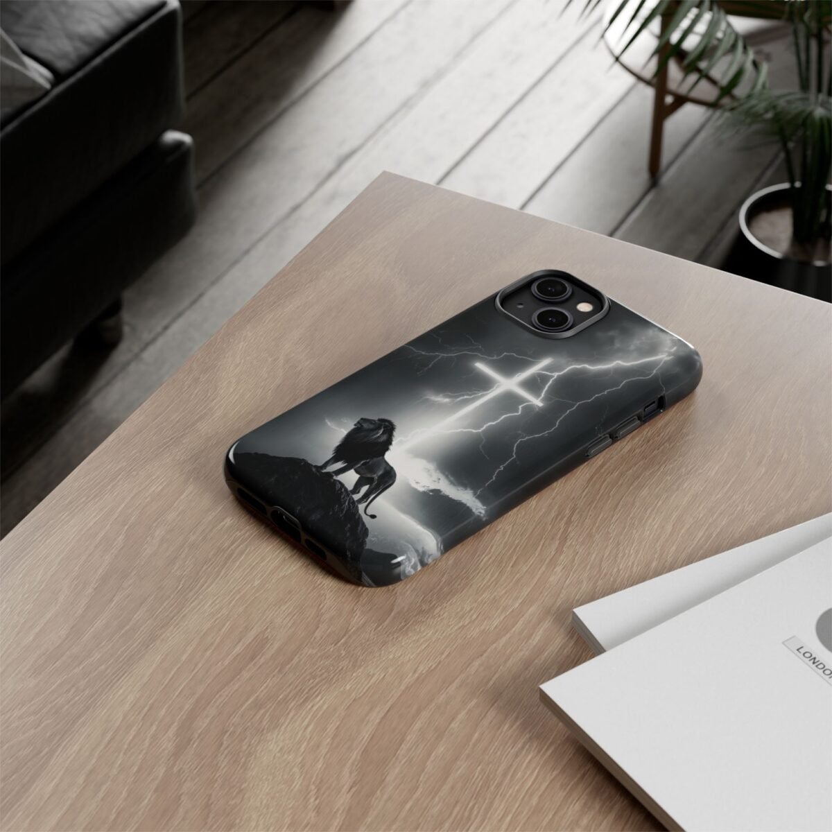 Lion and the Cross Christian Phone Case iPhone Samsung Galaxy Google Pixel Faith in Jesus God Phone Cover Christian Inspired Gift Phone Case