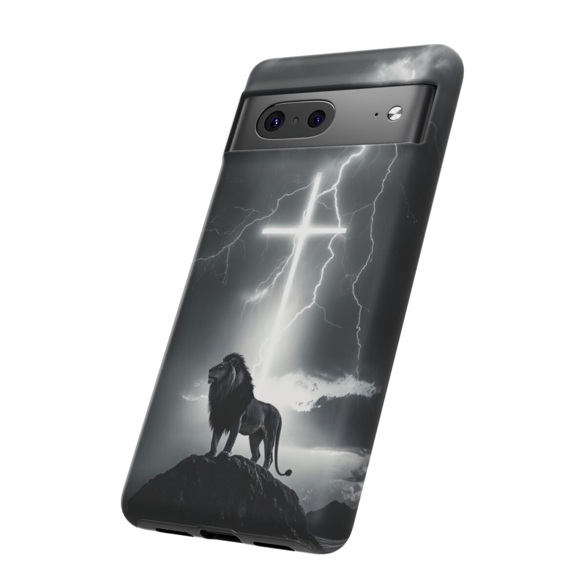 Lion and the Cross Christian Phone Case iPhone Samsung Galaxy Google Pixel Faith in Jesus God Phone Cover Christian Inspired Gift Phone Case