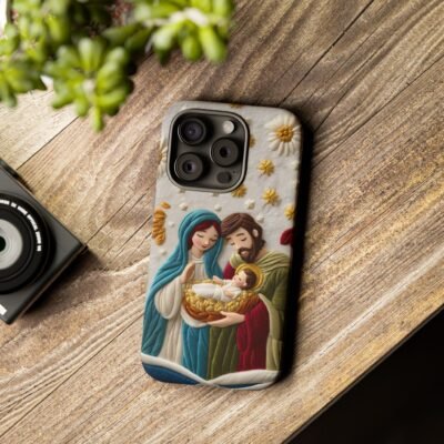 Nativity Embroidered Effect Phone Case Christmas Phone Casing iPhone Samsung Galaxy Google Pixel Phone Cover Faith Jesus Mary and Joseph