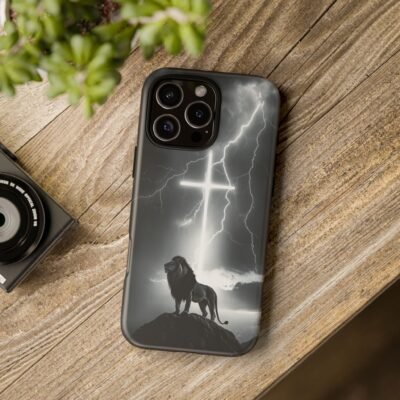 Lion and the Cross Christian Phone Case iPhone Samsung Galaxy Google Pixel Faith in Jesus God Phone Cover Christian Inspired Gift Phone Case