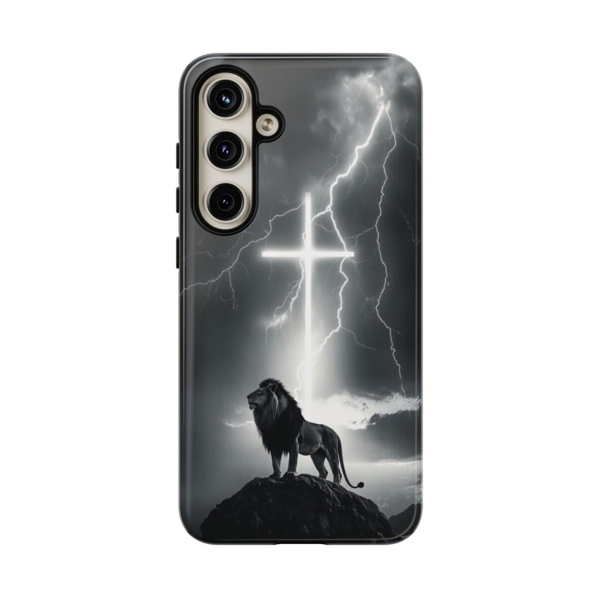 Lion and the Cross Christian Phone Case iPhone Samsung Galaxy Google Pixel Faith in Jesus God Phone Cover Christian Inspired Gift Phone Case
