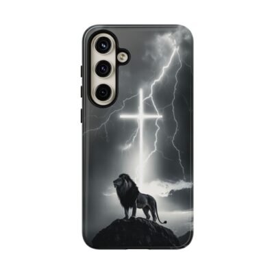 Lion and the Cross Christian Phone Case iPhone Samsung Galaxy Google Pixel Faith in Jesus God Phone Cover Christian Inspired Gift Phone Case
