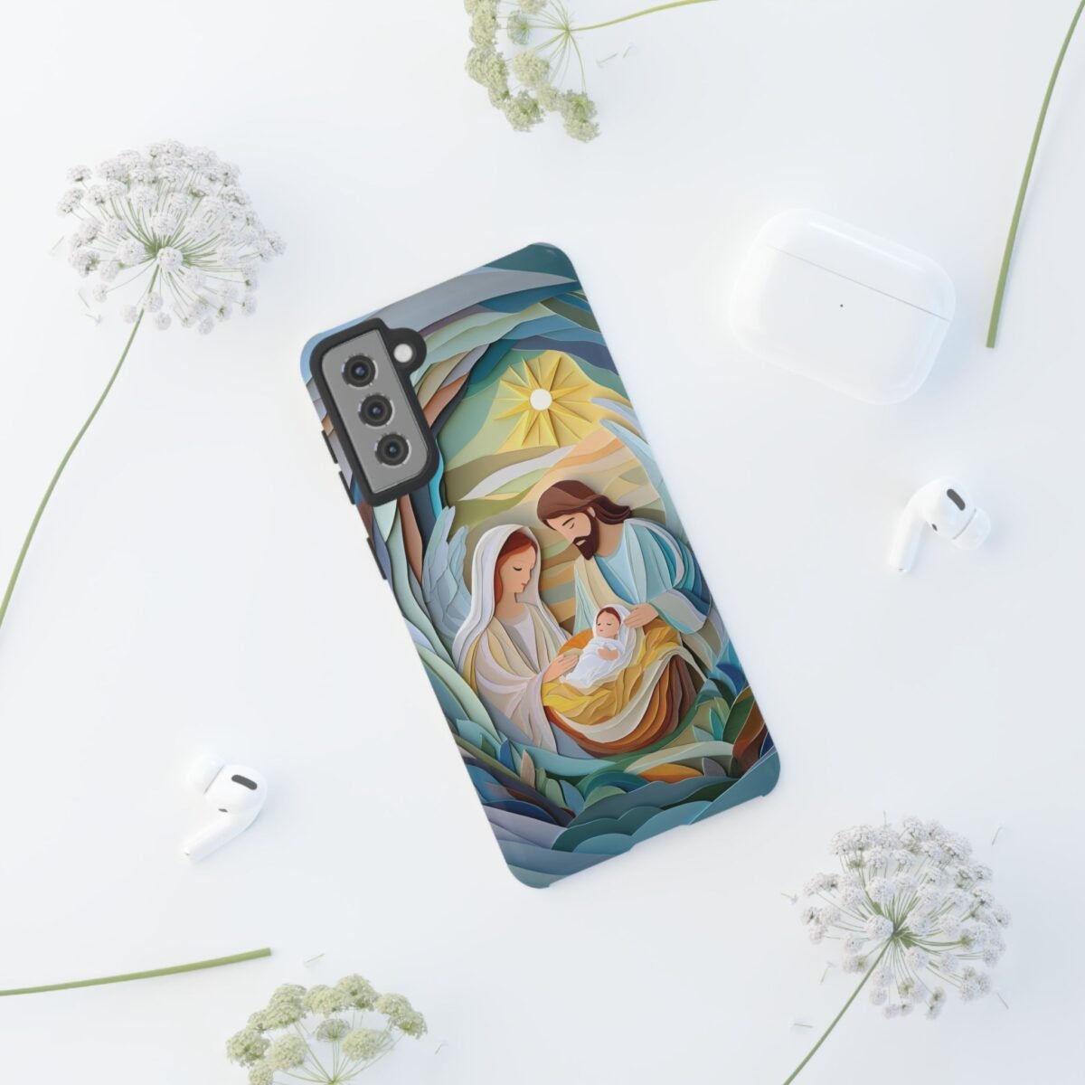 Nativity Phone Case Christian Phone Case Paper Cut 3D Effect Christmas Phone Casing iPhone Samsung Galaxy Google Pixel Faith Phone Cover