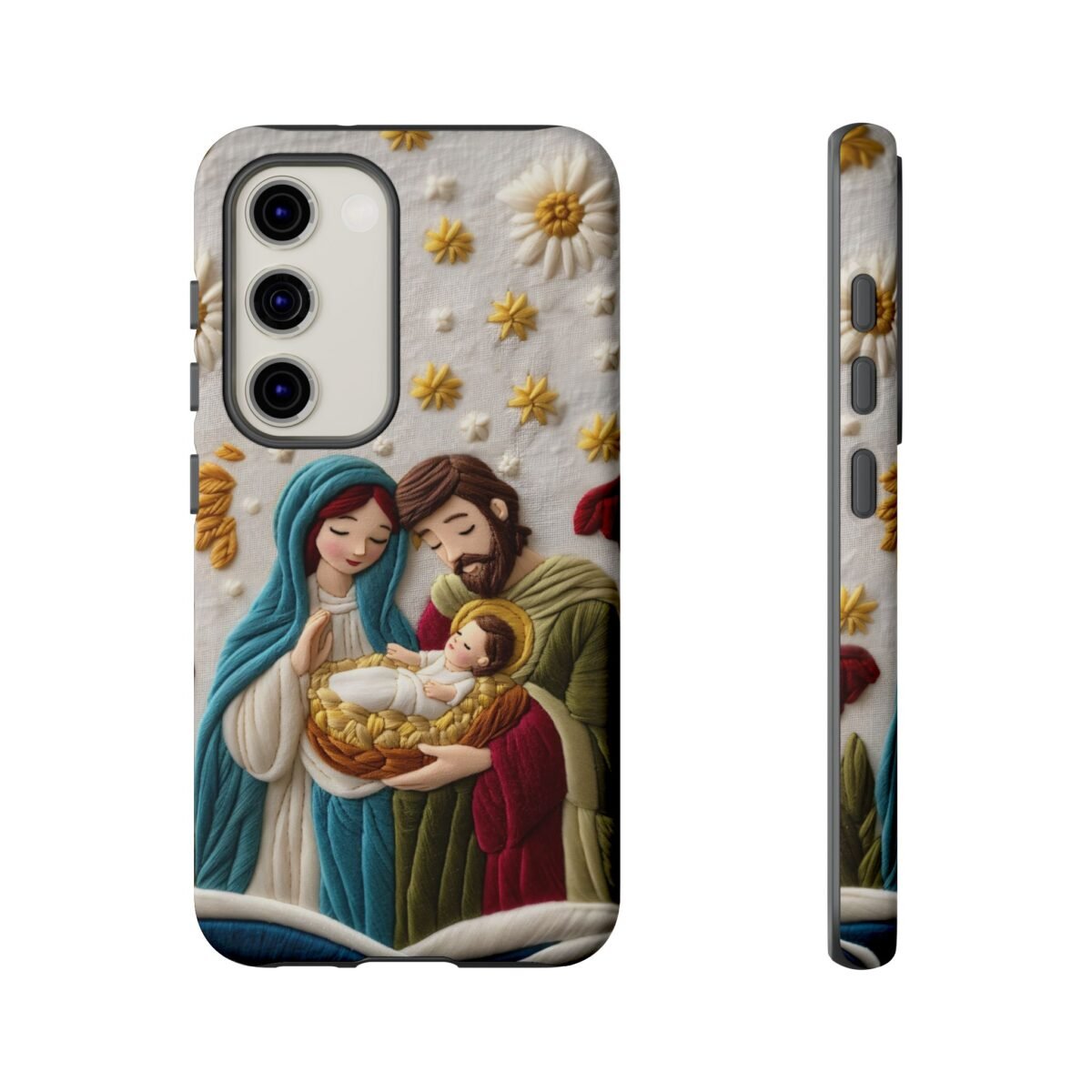 Nativity Embroidered Effect Phone Case Christmas Phone Casing iPhone Samsung Galaxy Google Pixel Phone Cover Faith Jesus Mary and Joseph