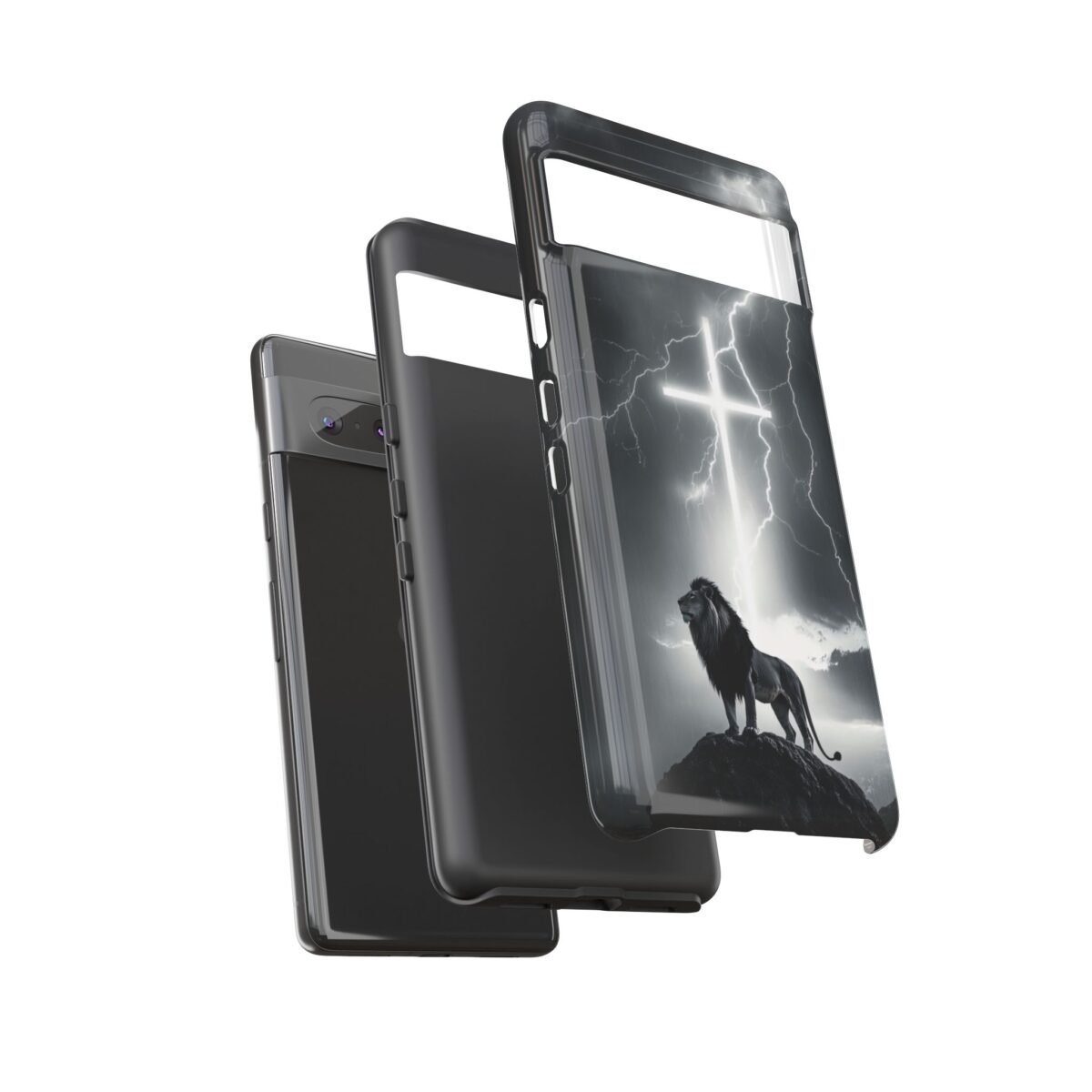 Lion and the Cross Christian Phone Case iPhone Samsung Galaxy Google Pixel Faith in Jesus God Phone Cover Christian Inspired Gift Phone Case