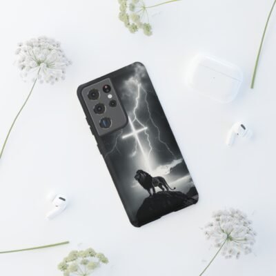 Lion and the Cross Christian Phone Case iPhone Samsung Galaxy Google Pixel Faith in Jesus God Phone Cover Christian Inspired Gift Phone Case