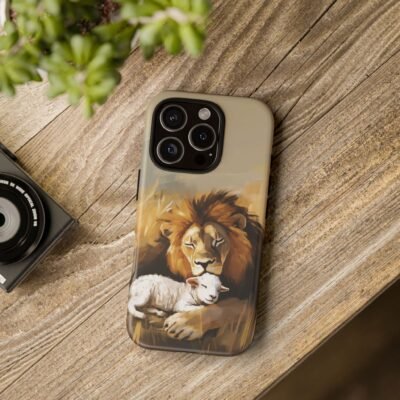 Lion and the Lamb Christian Phone Case iPhone Samsung Galaxy Google Pixel Faith in Jesus God Phone Cover Christian Inspired Gift Phone Case