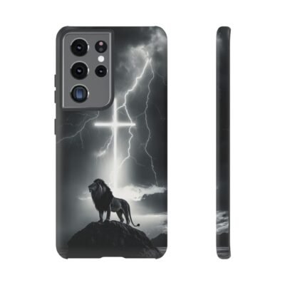 Lion and the Cross Christian Phone Case iPhone Samsung Galaxy Google Pixel Faith in Jesus God Phone Cover Christian Inspired Gift Phone Case