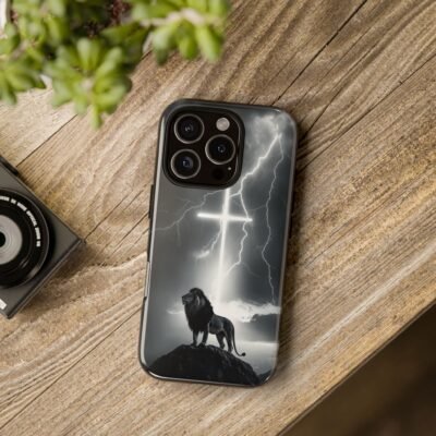 Lion and the Cross Christian Phone Case iPhone Samsung Galaxy Google Pixel Faith in Jesus God Phone Cover Christian Inspired Gift Phone Case