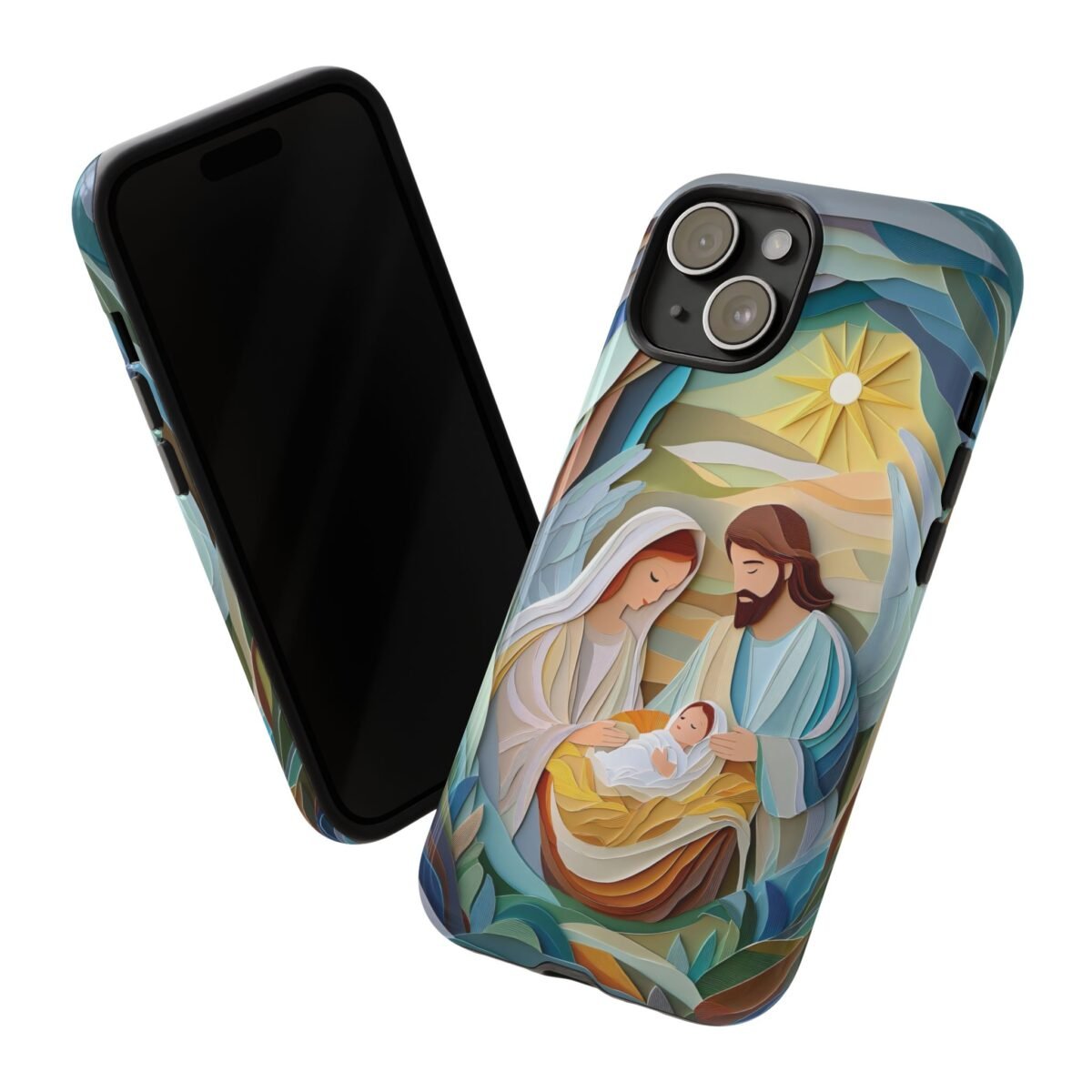 Nativity Phone Case Christian Phone Case Paper Cut 3D Effect Christmas Phone Casing iPhone Samsung Galaxy Google Pixel Faith Phone Cover