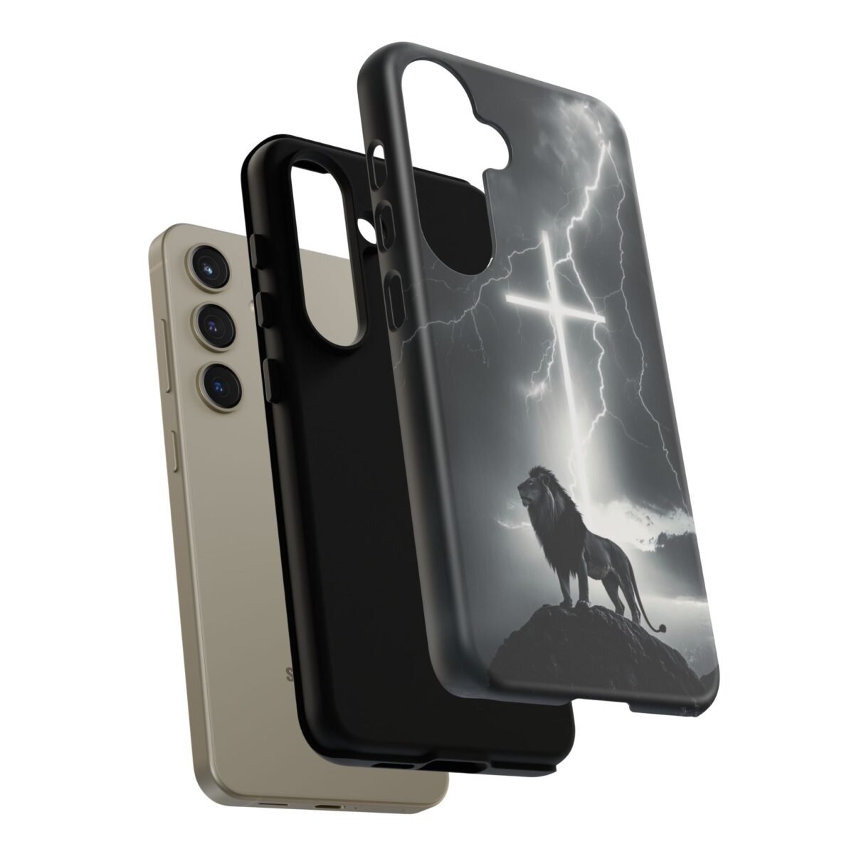 Lion and the Cross Christian Phone Case iPhone Samsung Galaxy Google Pixel Faith in Jesus God Phone Cover Christian Inspired Gift Phone Case