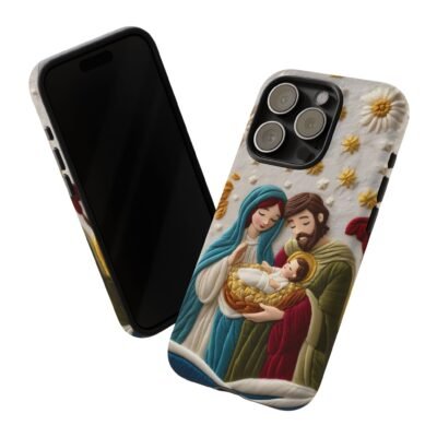 Nativity Embroidered Effect Phone Case Christmas Phone Casing iPhone Samsung Galaxy Google Pixel Phone Cover Faith Jesus Mary and Joseph