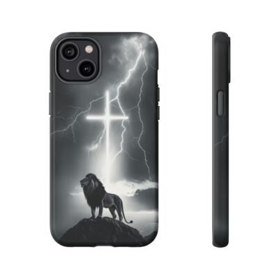 Lion and the Cross Christian Phone Case iPhone Samsung Galaxy Google Pixel Faith in Jesus God Phone Cover Christian Inspired Gift Phone Case