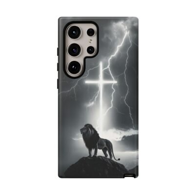 Lion and the Cross Christian Phone Case iPhone Samsung Galaxy Google Pixel Faith in Jesus God Phone Cover Christian Inspired Gift Phone Case
