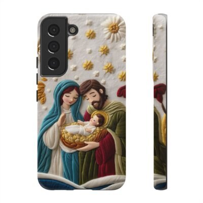 Nativity Embroidered Effect Phone Case Christmas Phone Casing iPhone Samsung Galaxy Google Pixel Phone Cover Faith Jesus Mary and Joseph