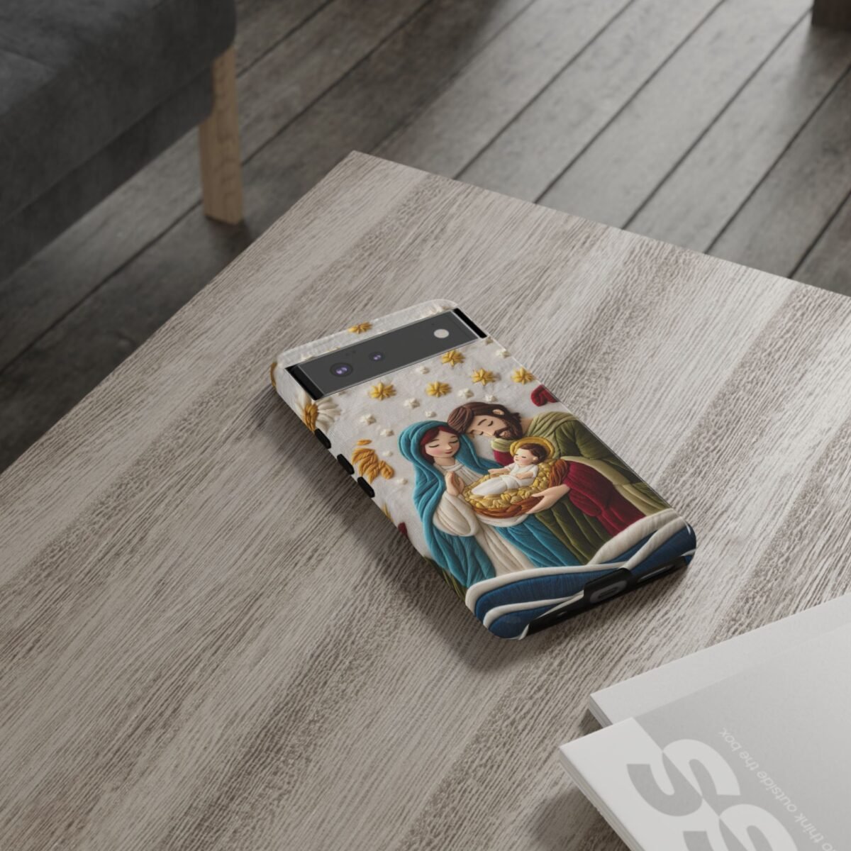 Nativity Embroidered Effect Phone Case Christmas Phone Casing iPhone Samsung Galaxy Google Pixel Phone Cover Faith Jesus Mary and Joseph