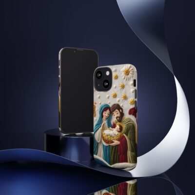 Nativity Embroidered Effect Phone Case Christmas Phone Casing iPhone Samsung Galaxy Google Pixel Phone Cover Faith Jesus Mary and Joseph