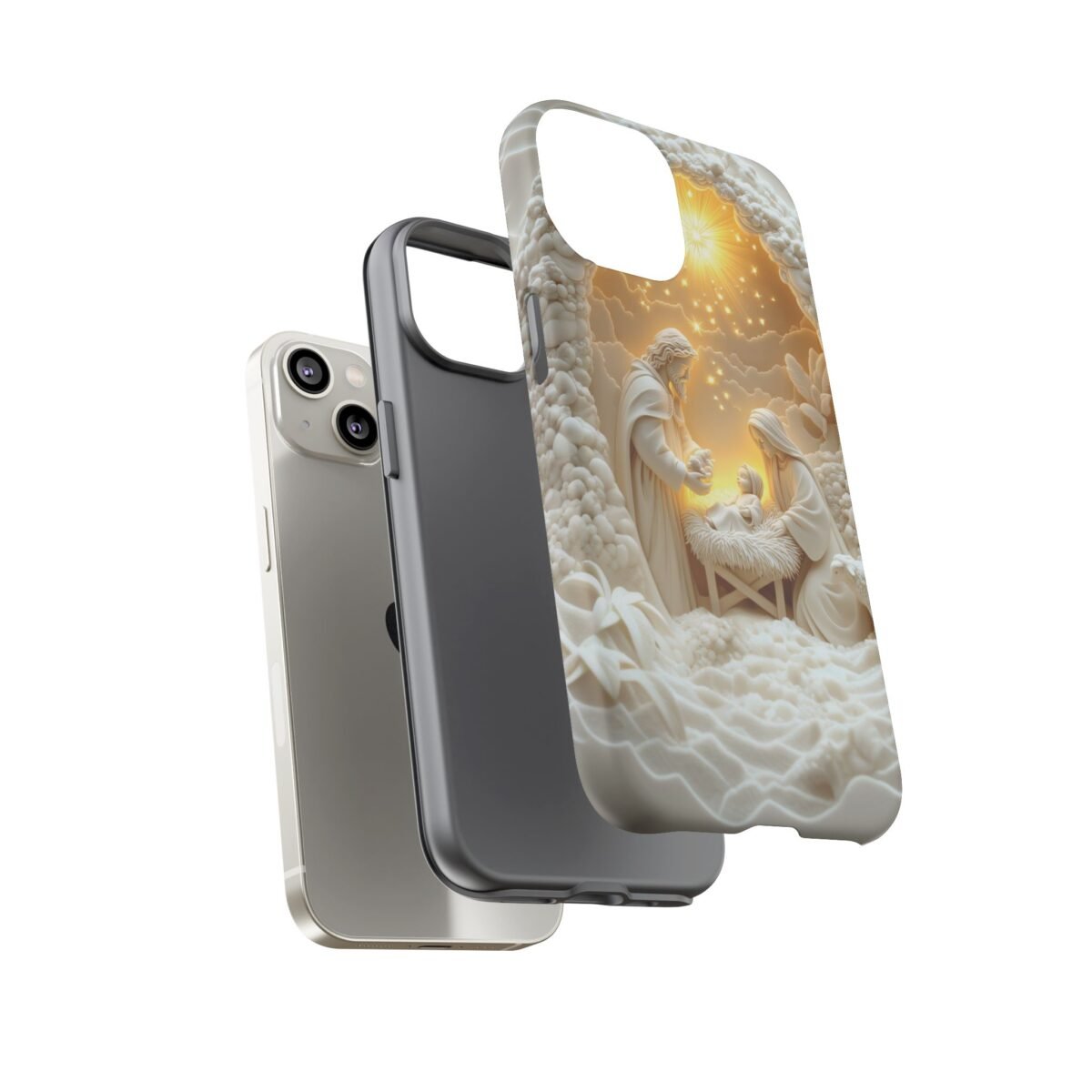 Nativity Phone Case Christian Phone Case 3D Effect Christmas Phone Casing iPhone Samsung Galaxy Google Pixel Faith Jesus Mary Joseph Case