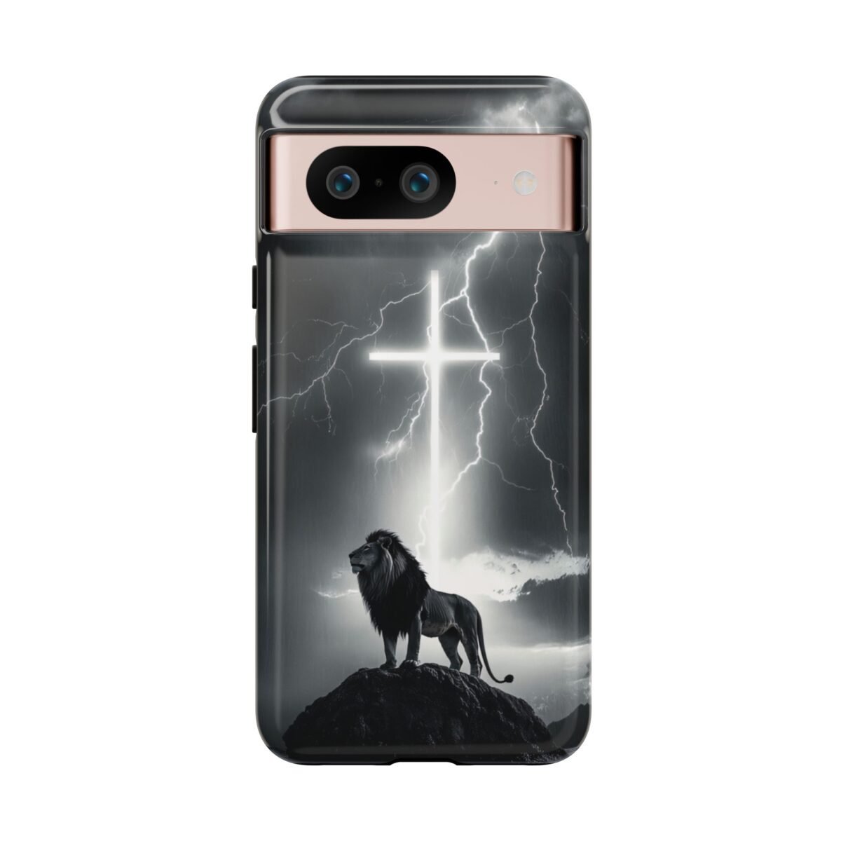 Lion and the Cross Christian Phone Case iPhone Samsung Galaxy Google Pixel Faith in Jesus God Phone Cover Christian Inspired Gift Phone Case