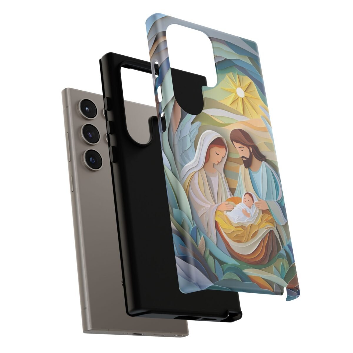 Nativity Phone Case Christian Phone Case Paper Cut 3D Effect Christmas Phone Casing iPhone Samsung Galaxy Google Pixel Faith Phone Cover